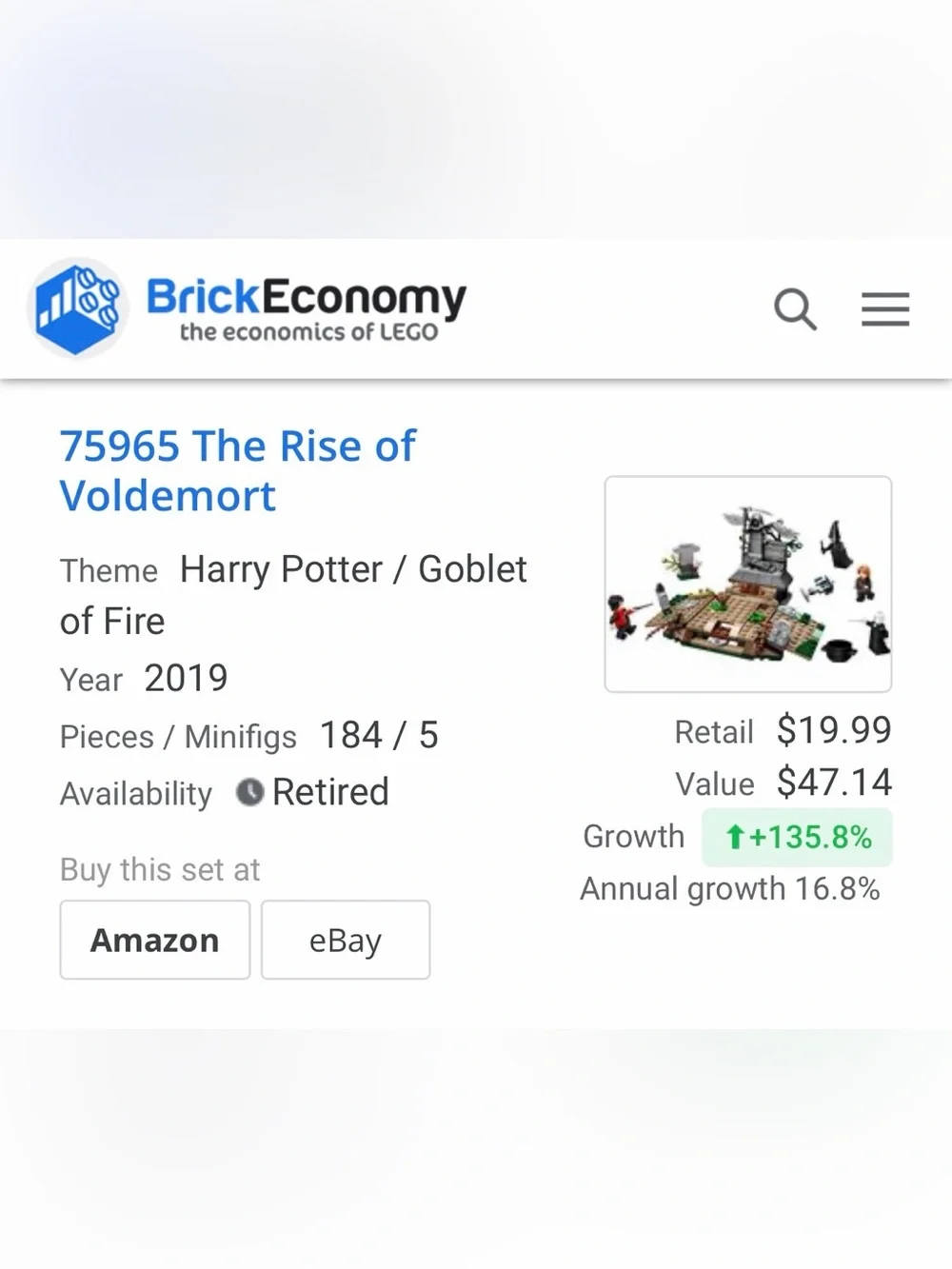 LEGO #75965 The Rise of Voldemort Set